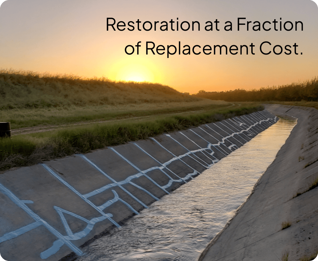 irrigation canal filled with water after AquaLastic sealing